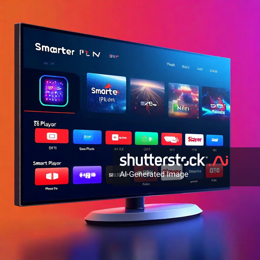 Streaming layout of IPTV Player Win 2025 on a clean tech workspace